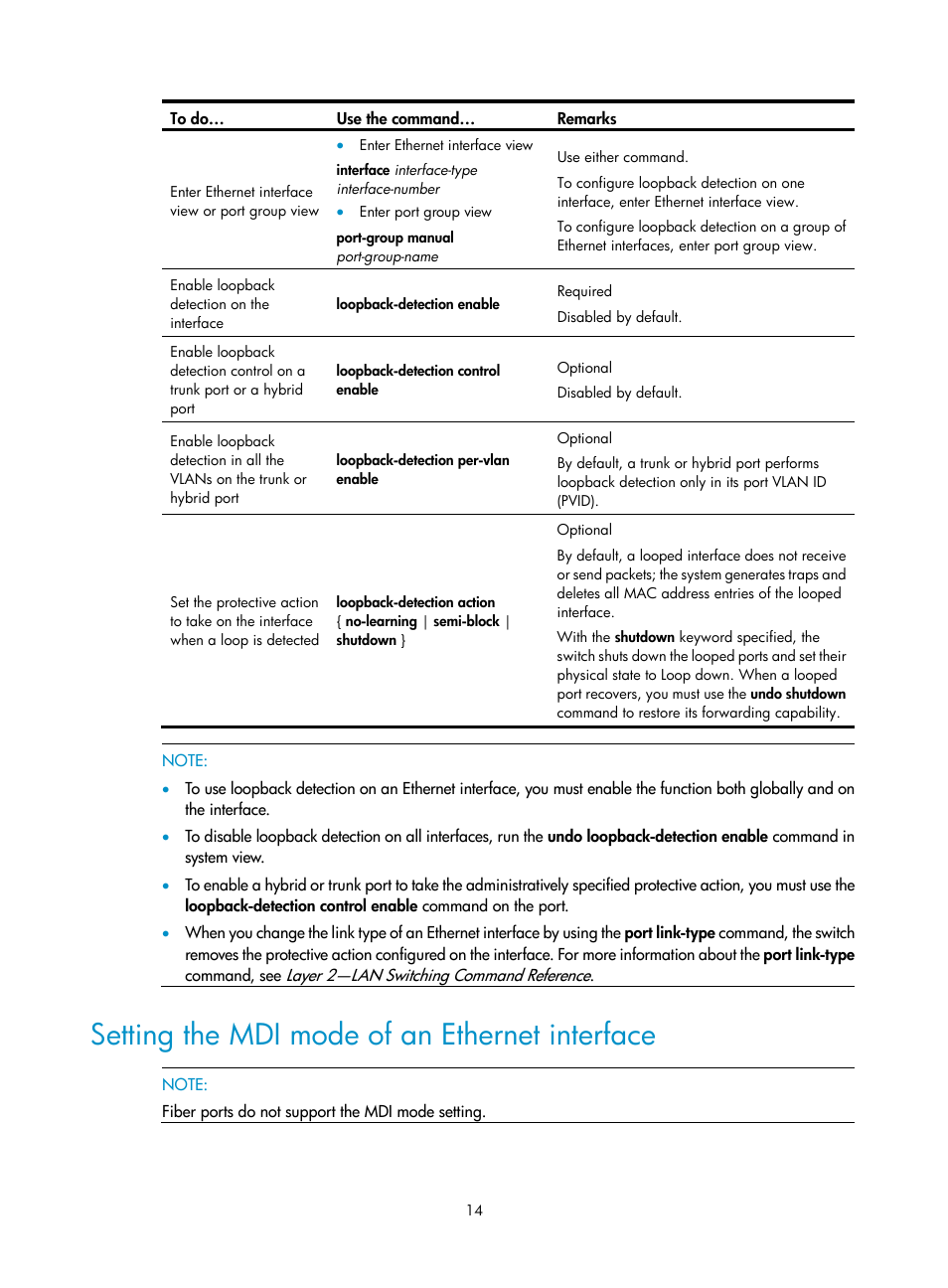 Setting the mdi mode of an ethernet interface | H3C Technologies H3C S10500 Series Switches User Manual | Page 25 / 251