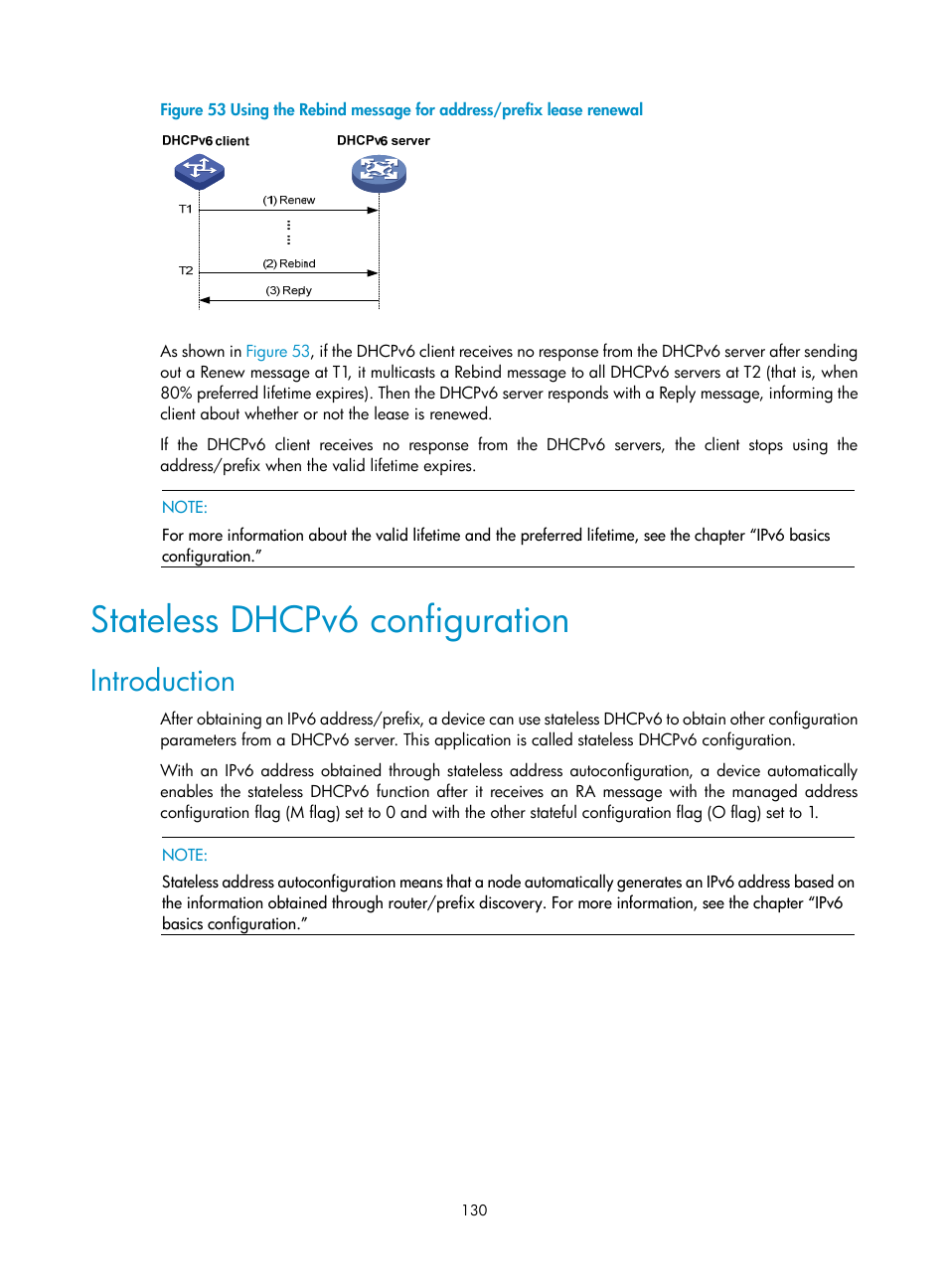 Stateless dhcpv6 configuration, Introduction | H3C Technologies H3C S10500 Series Switches User Manual | Page 141 / 208