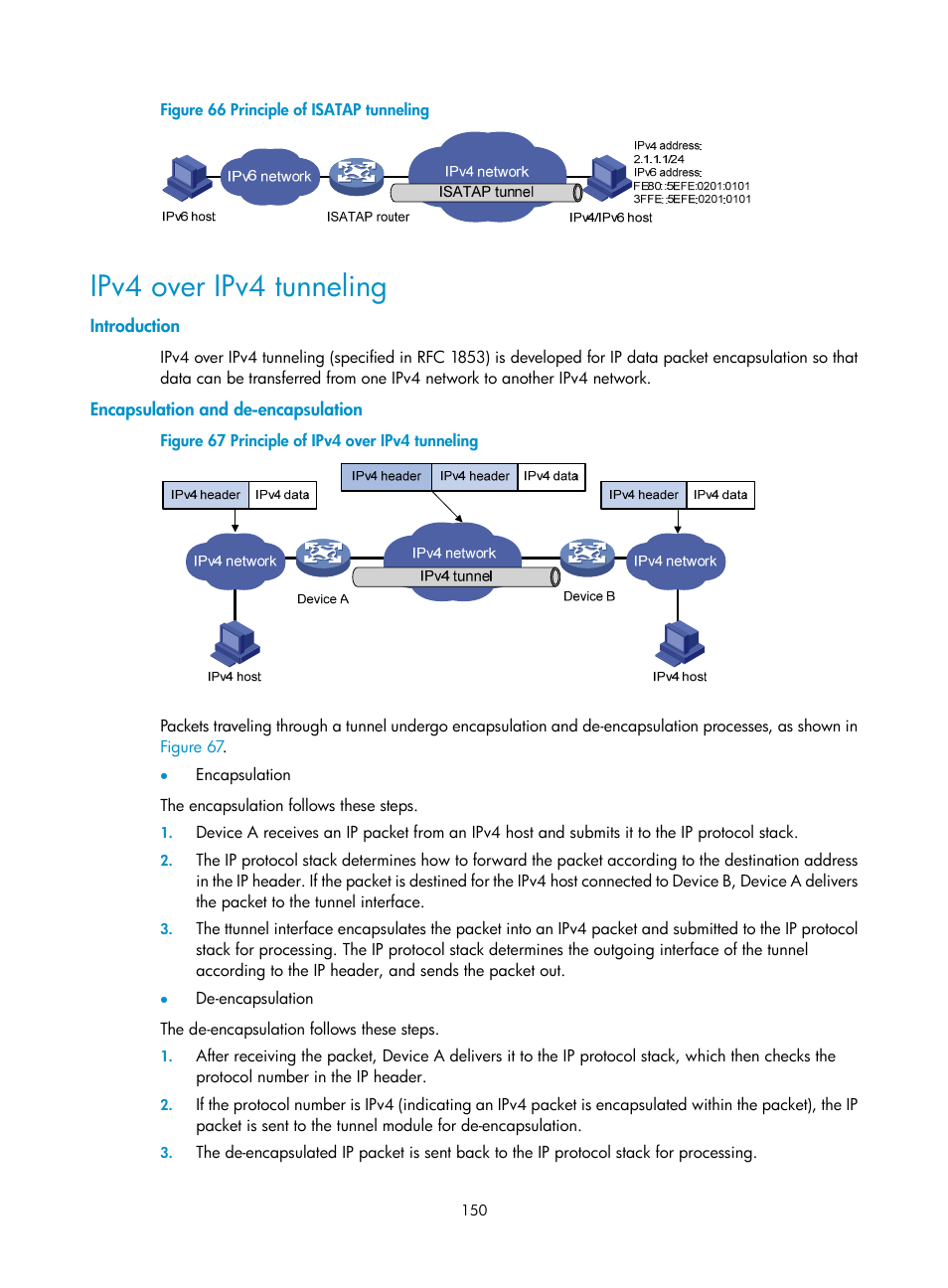 Ipv4 over ipv4 tunneling, Introduction, Encapsulation and de-encapsulation | H3C Technologies H3C S10500 Series Switches User Manual | Page 161 / 208