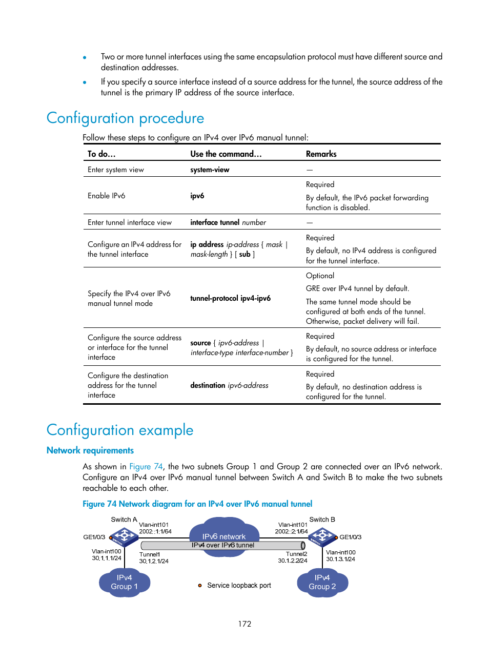 Configuration procedure, Configuration example, Network requirements | H3C Technologies H3C S10500 Series Switches User Manual | Page 183 / 208