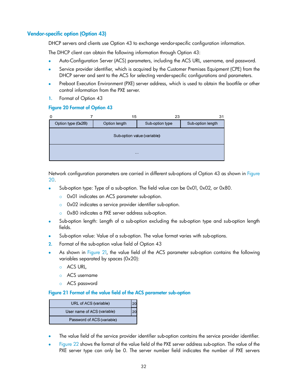 Vendor-specific option (option 43) | H3C Technologies H3C S10500 Series Switches User Manual | Page 43 / 208