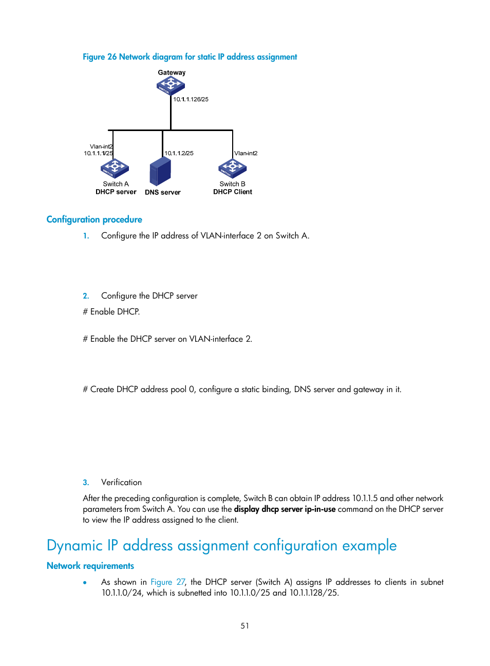 Configuration procedure, Network requirements | H3C Technologies H3C S10500 Series Switches User Manual | Page 62 / 208