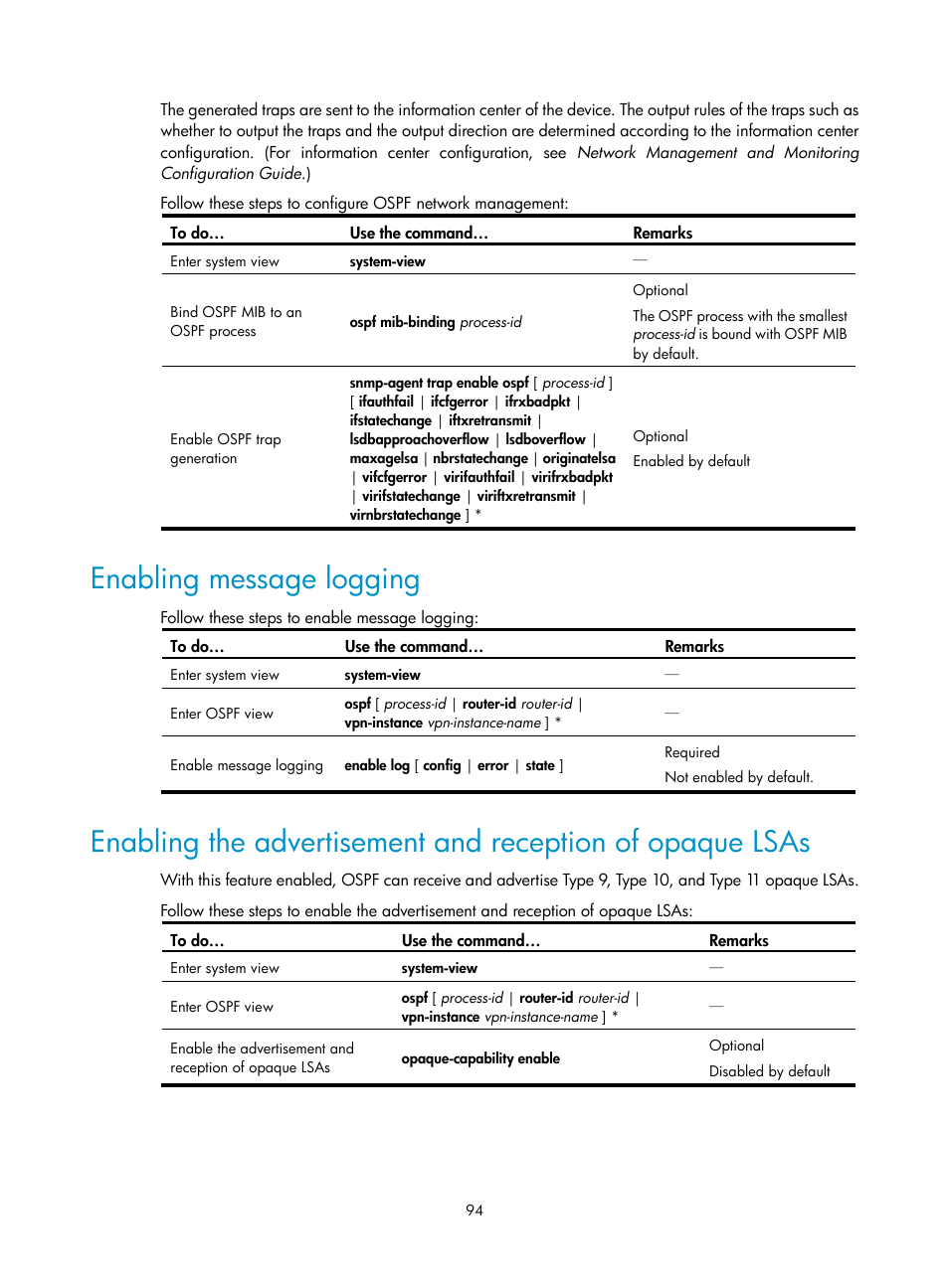 Enabling message logging | H3C Technologies H3C S10500 Series Switches User Manual | Page 109 / 397
