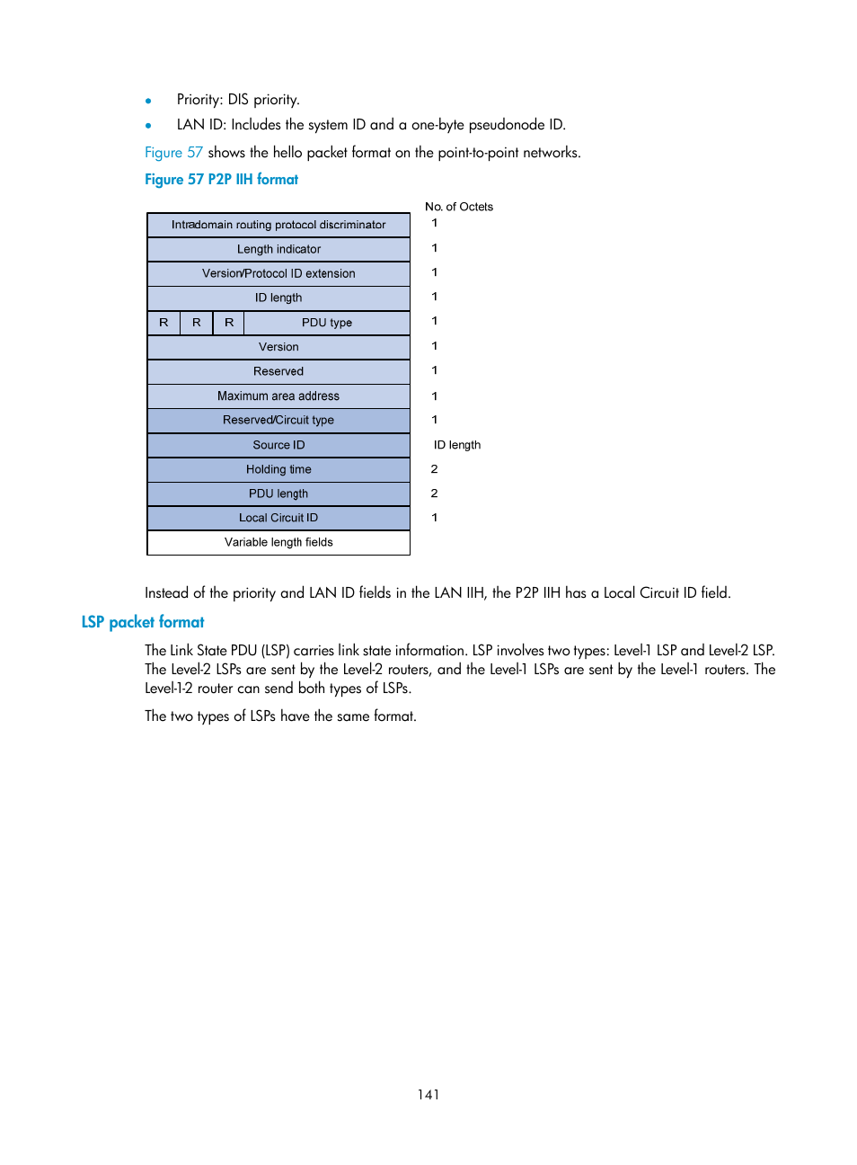 Lsp packet format | H3C Technologies H3C S10500 Series Switches User Manual | Page 156 / 397