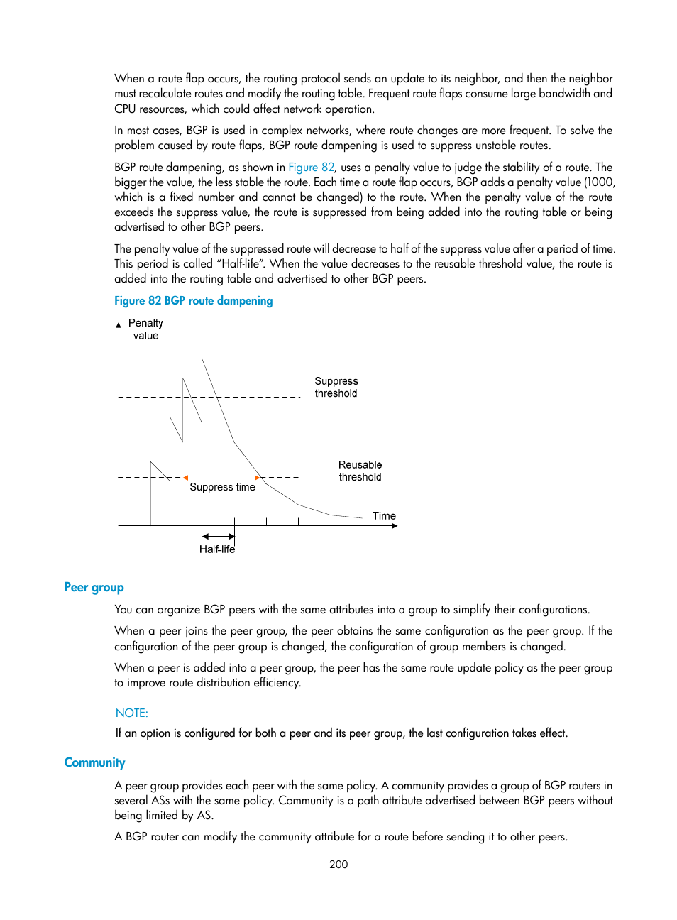 Peer group, Community | H3C Technologies H3C S10500 Series Switches User Manual | Page 215 / 397
