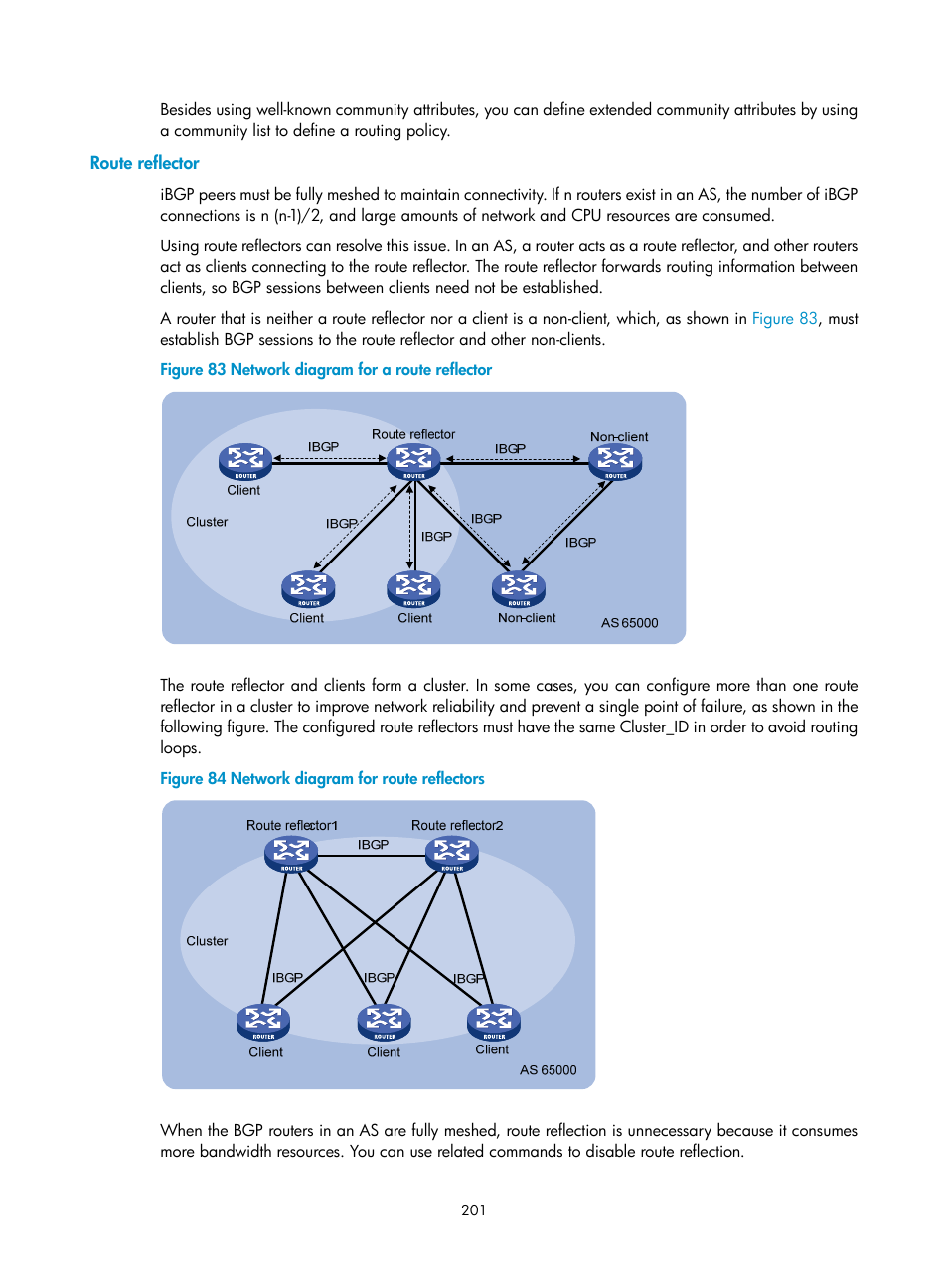 Route reflector | H3C Technologies H3C S10500 Series Switches User Manual | Page 216 / 397