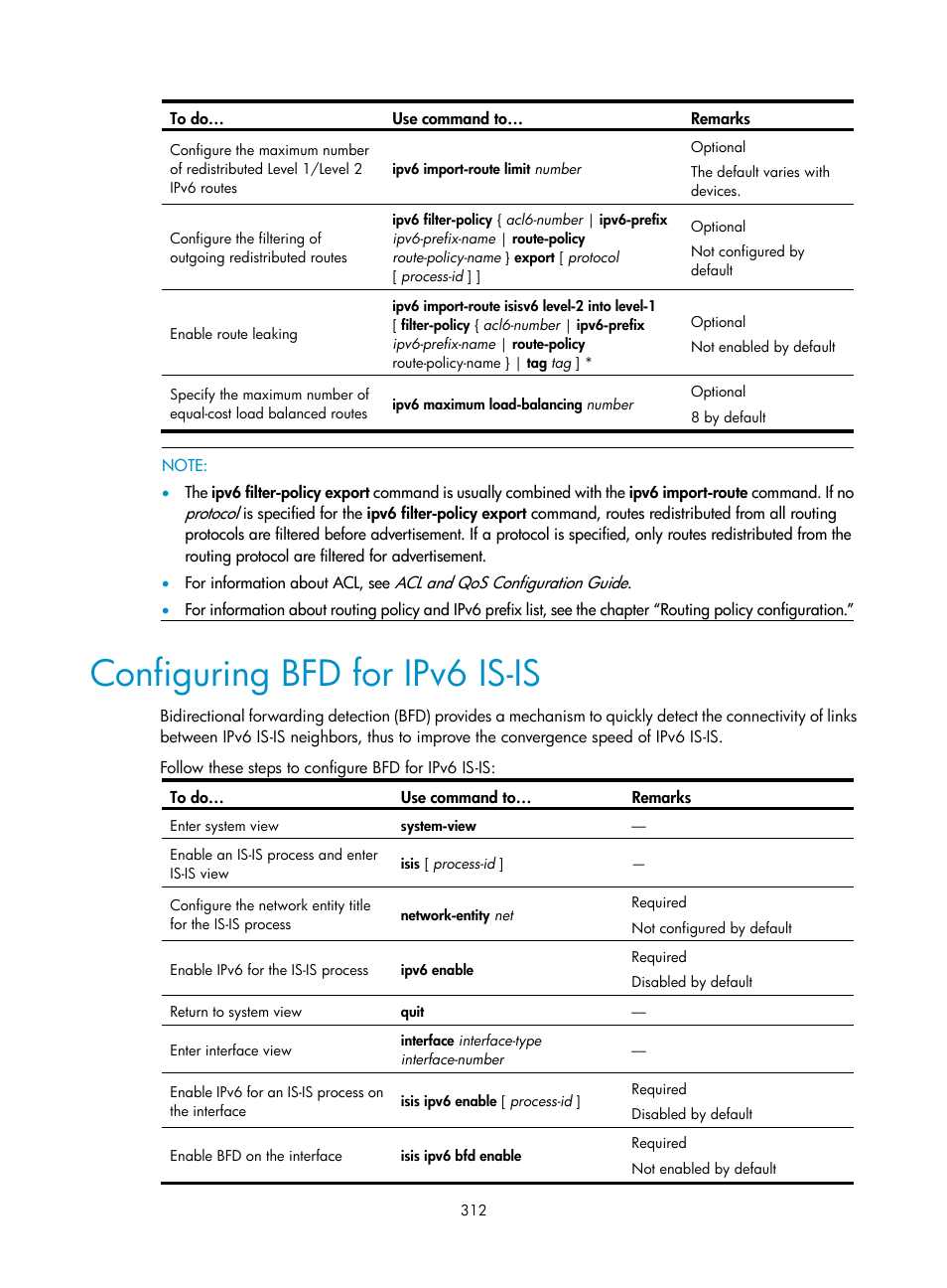 Configuring bfd for ipv6 is-is | H3C Technologies H3C S10500 Series Switches User Manual | Page 327 / 397