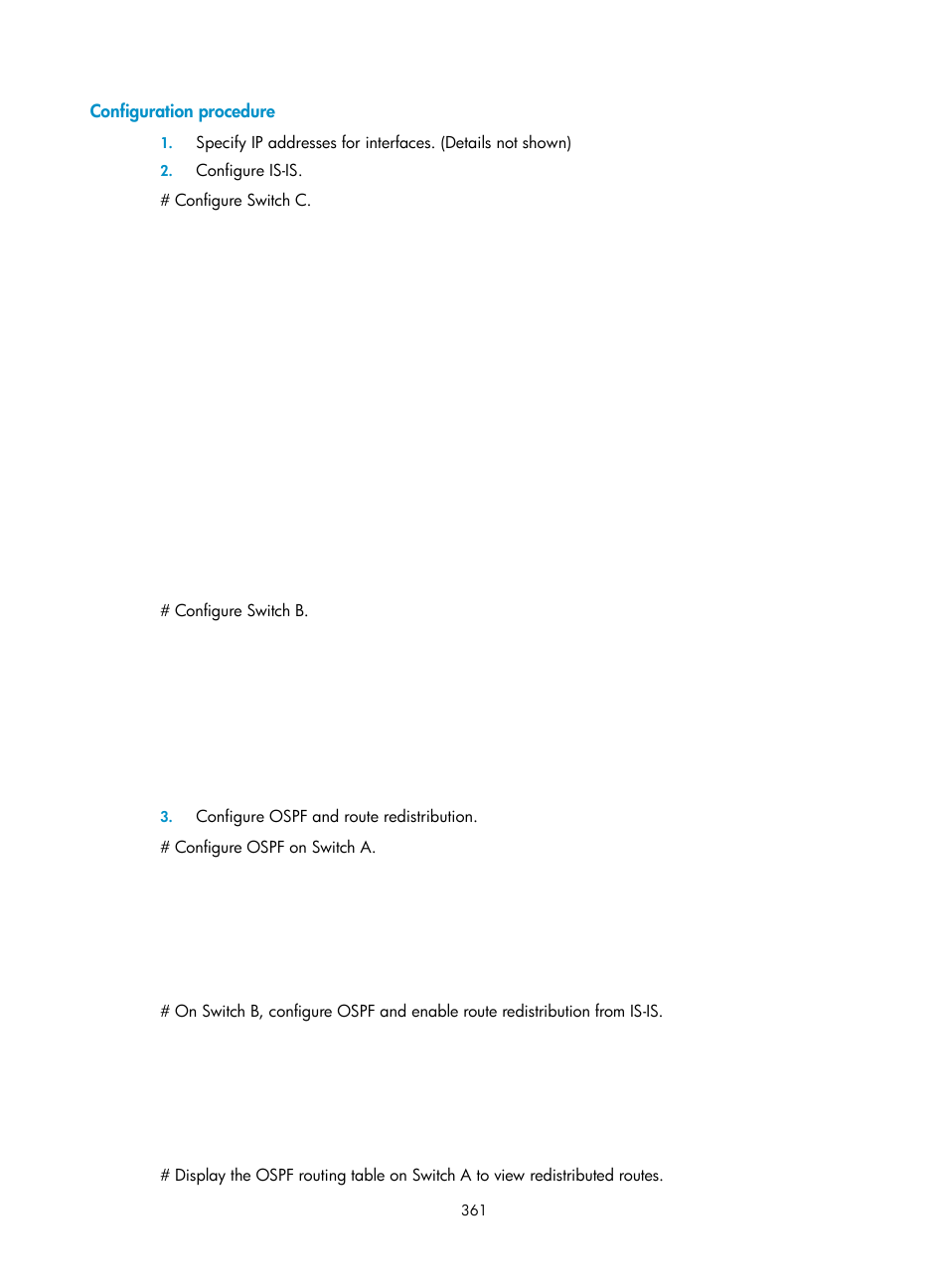 Configuration procedure | H3C Technologies H3C S10500 Series Switches User Manual | Page 376 / 397