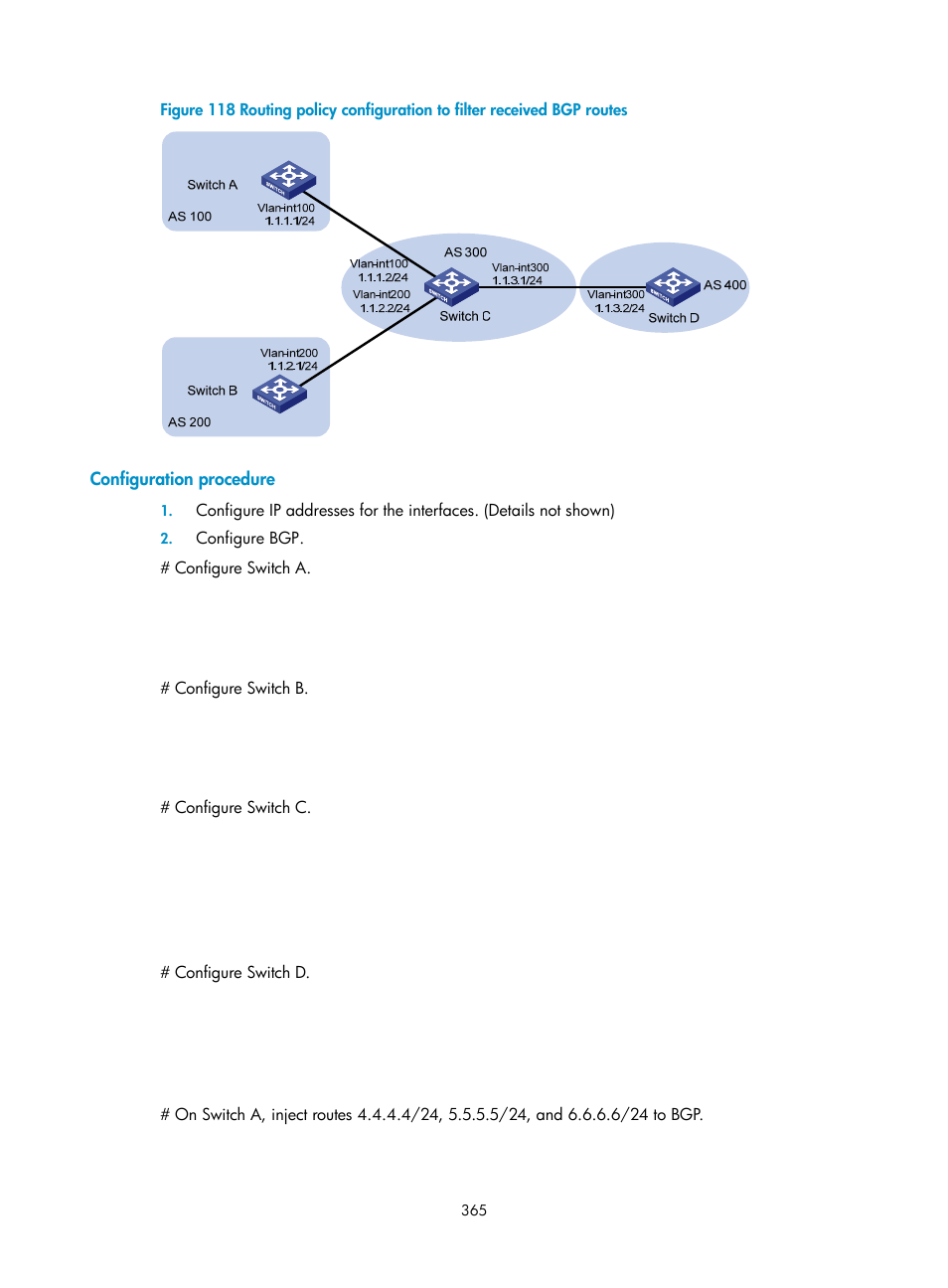 Configuration procedure | H3C Technologies H3C S10500 Series Switches User Manual | Page 380 / 397