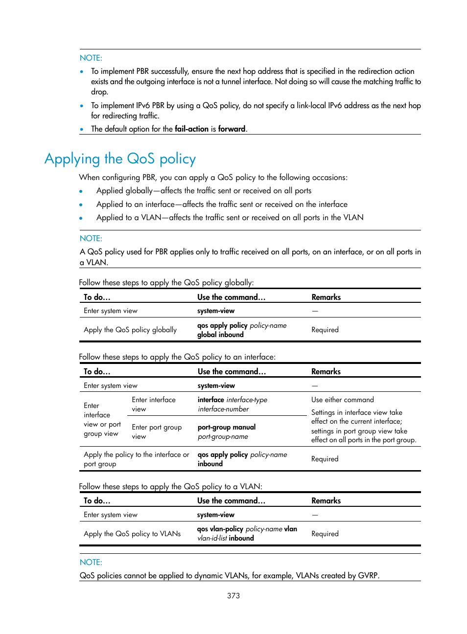 Applying the qos policy | H3C Technologies H3C S10500 Series Switches User Manual | Page 388 / 397