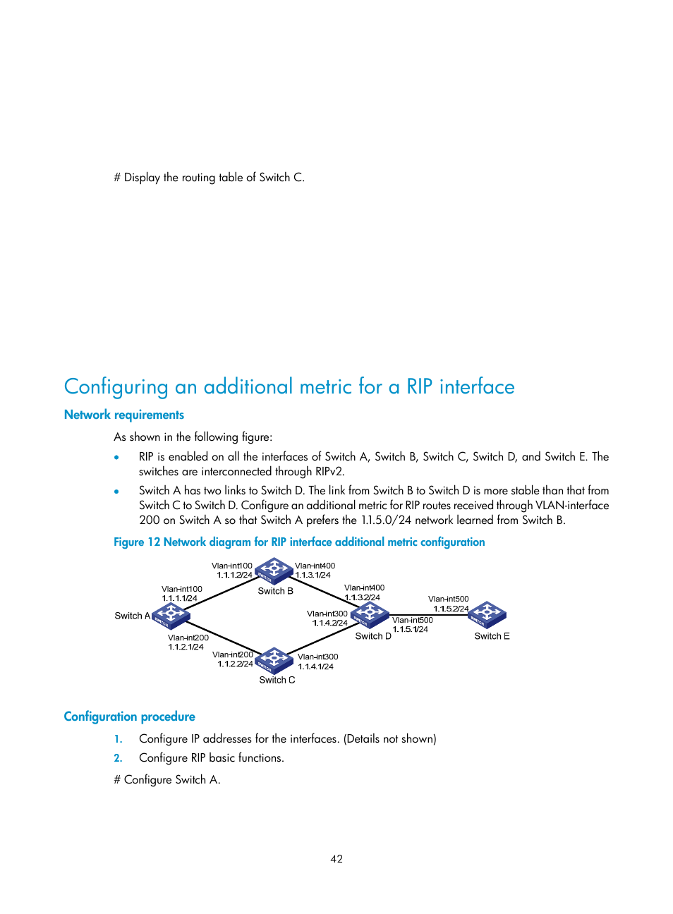 Network requirements, Configuration procedure | H3C Technologies H3C S10500 Series Switches User Manual | Page 57 / 397
