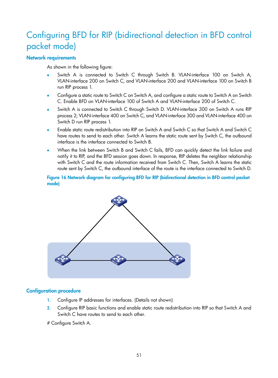 Network requirements, Configuration procedure | H3C Technologies H3C S10500 Series Switches User Manual | Page 66 / 397