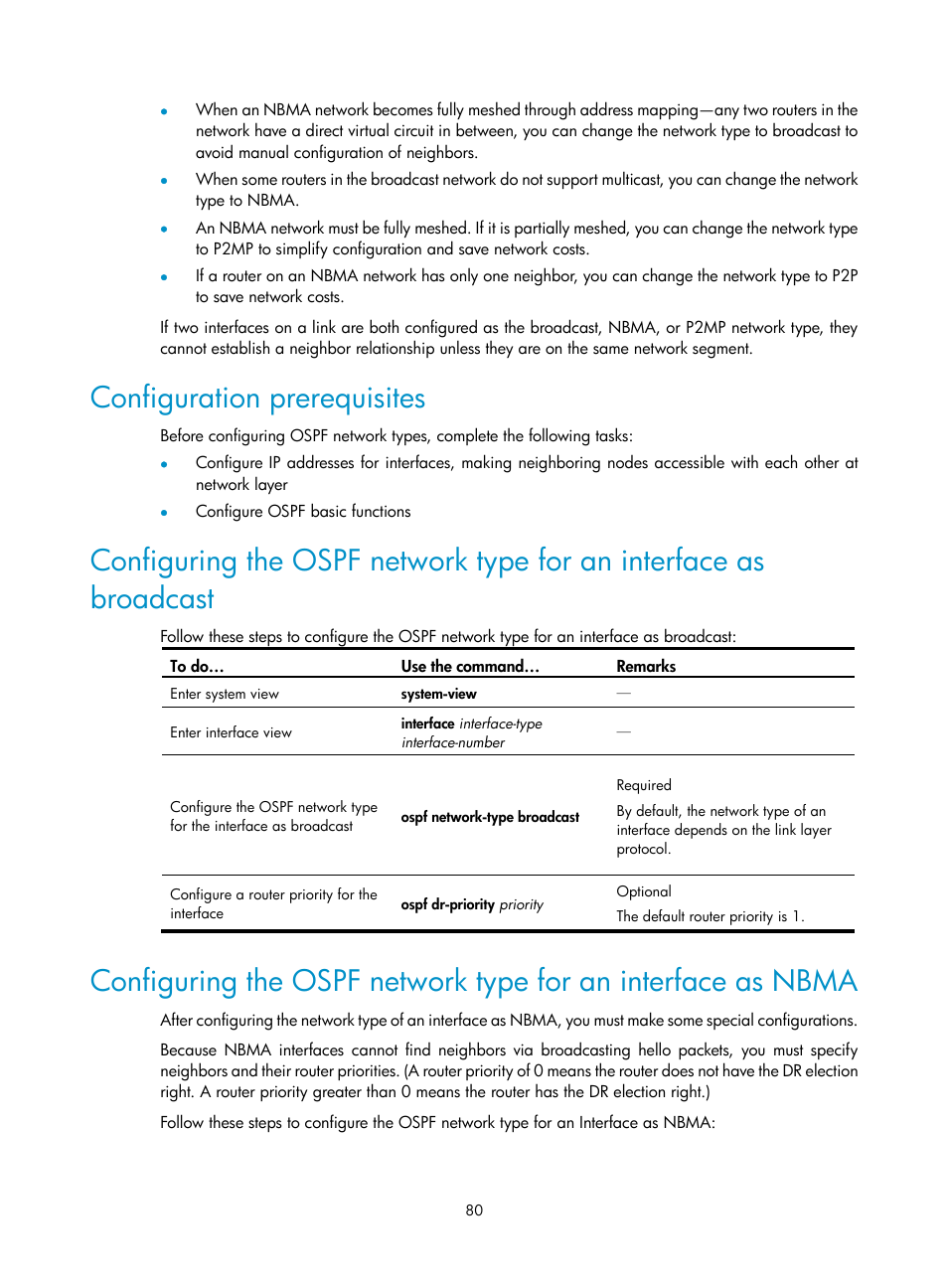 Configuration prerequisites, Broadcast | H3C Technologies H3C S10500 Series Switches User Manual | Page 95 / 397