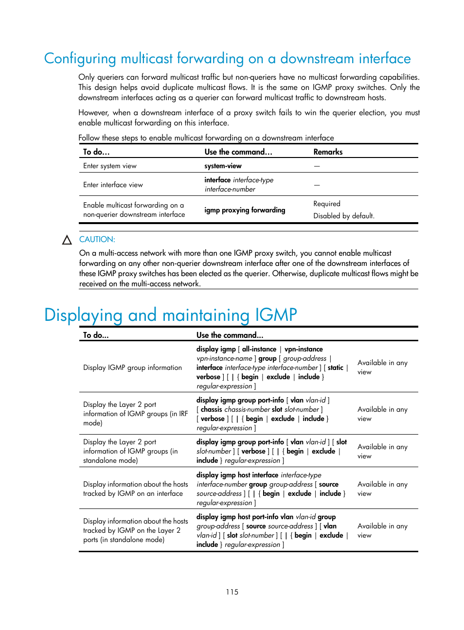 Displaying and maintaining igmp | H3C Technologies H3C S10500 Series Switches User Manual | Page 130 / 467