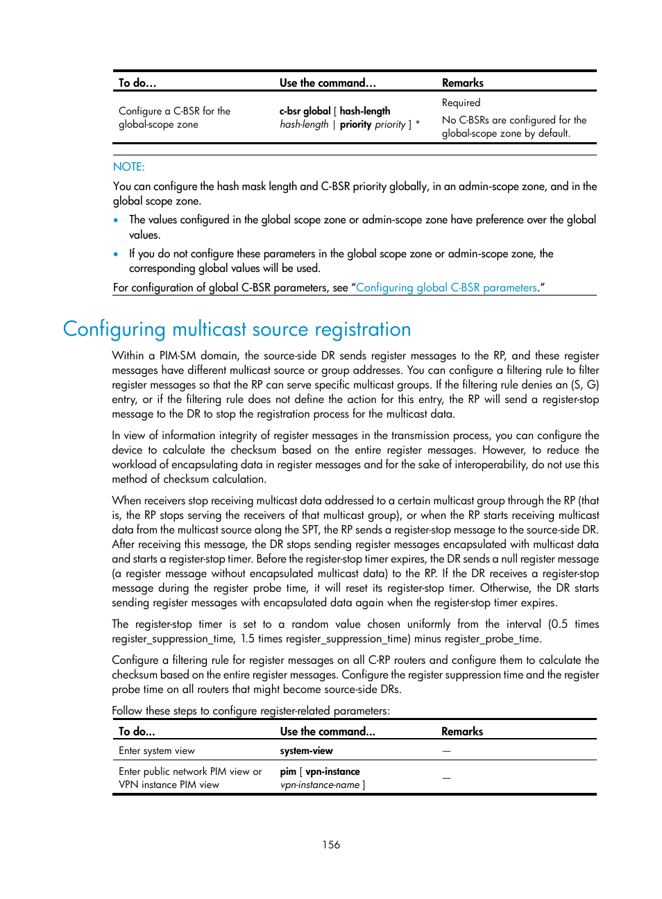 Configuring multicast source registration | H3C Technologies H3C S10500 Series Switches User Manual | Page 171 / 467
