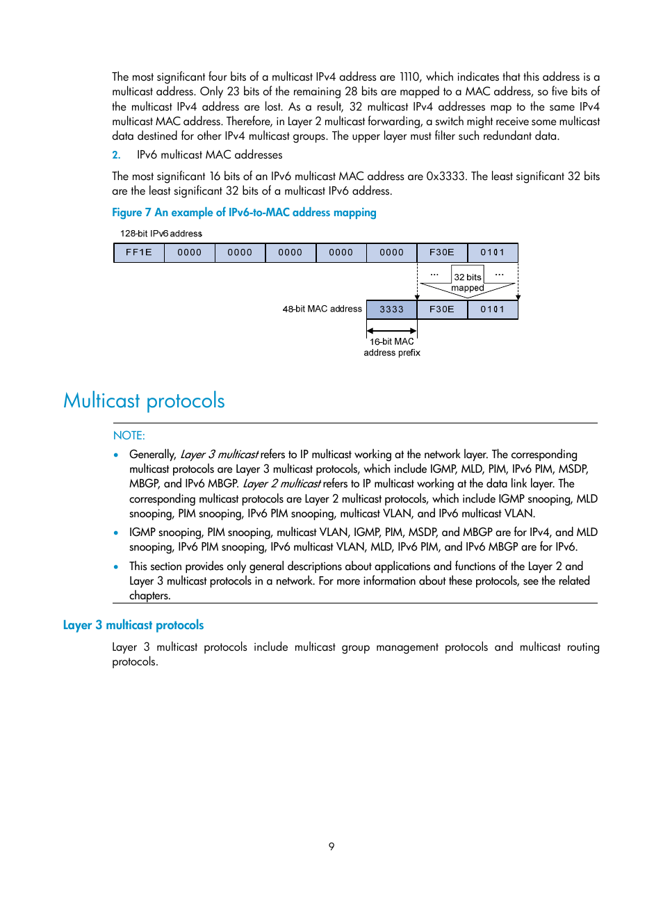 Multicast protocols, Layer 3 multicast protocols | H3C Technologies H3C S10500 Series Switches User Manual | Page 24 / 467