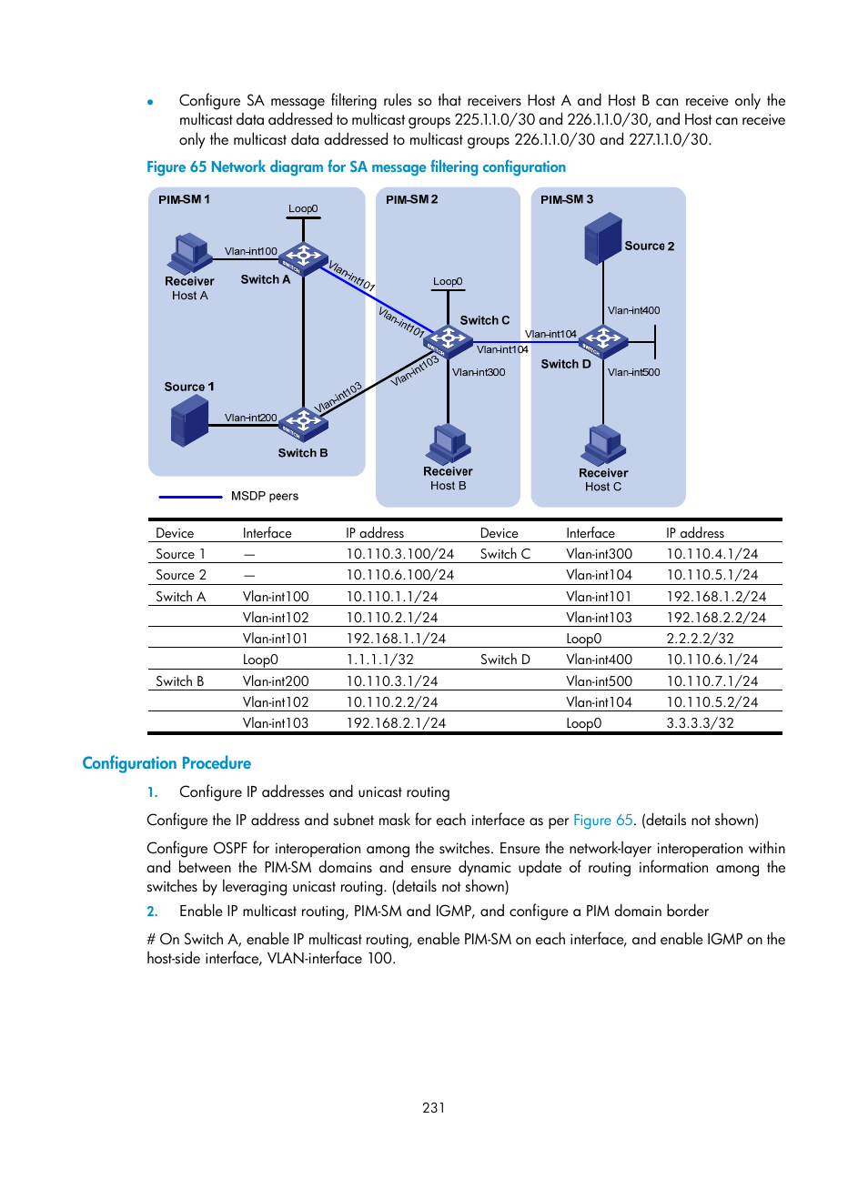 Configuration procedure | H3C Technologies H3C S10500 Series Switches User Manual | Page 246 / 467