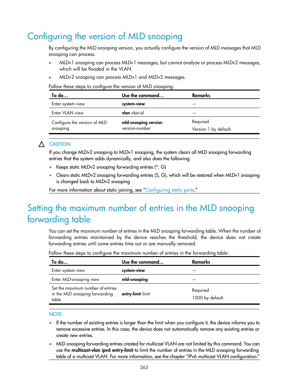 Configuring the version of mld snooping | H3C Technologies H3C S10500 Series Switches User Manual | Page 278 / 467