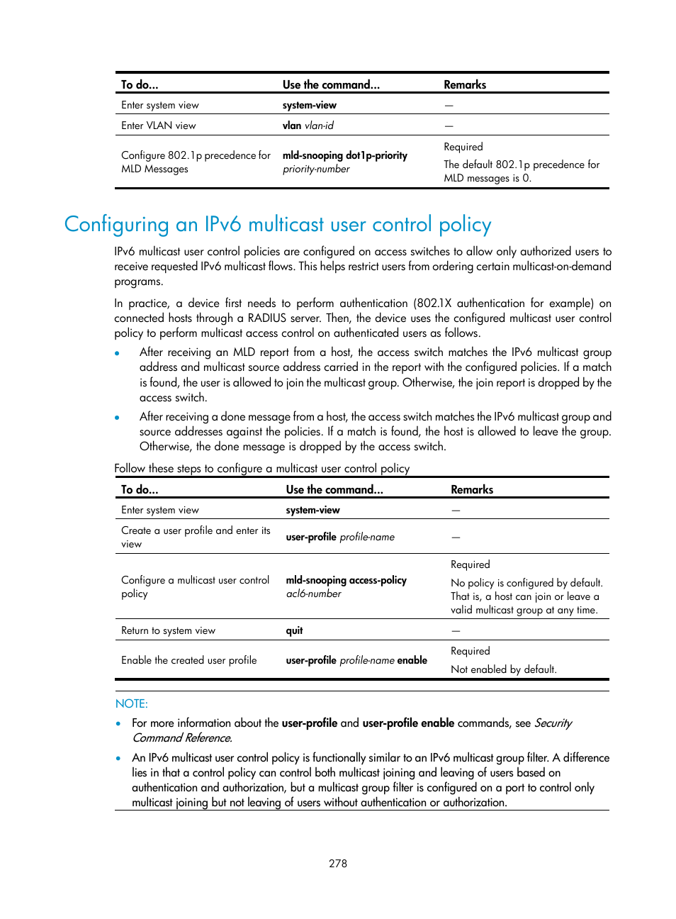 Configuring an ipv6 multicast user control policy | H3C Technologies H3C S10500 Series Switches User Manual | Page 293 / 467