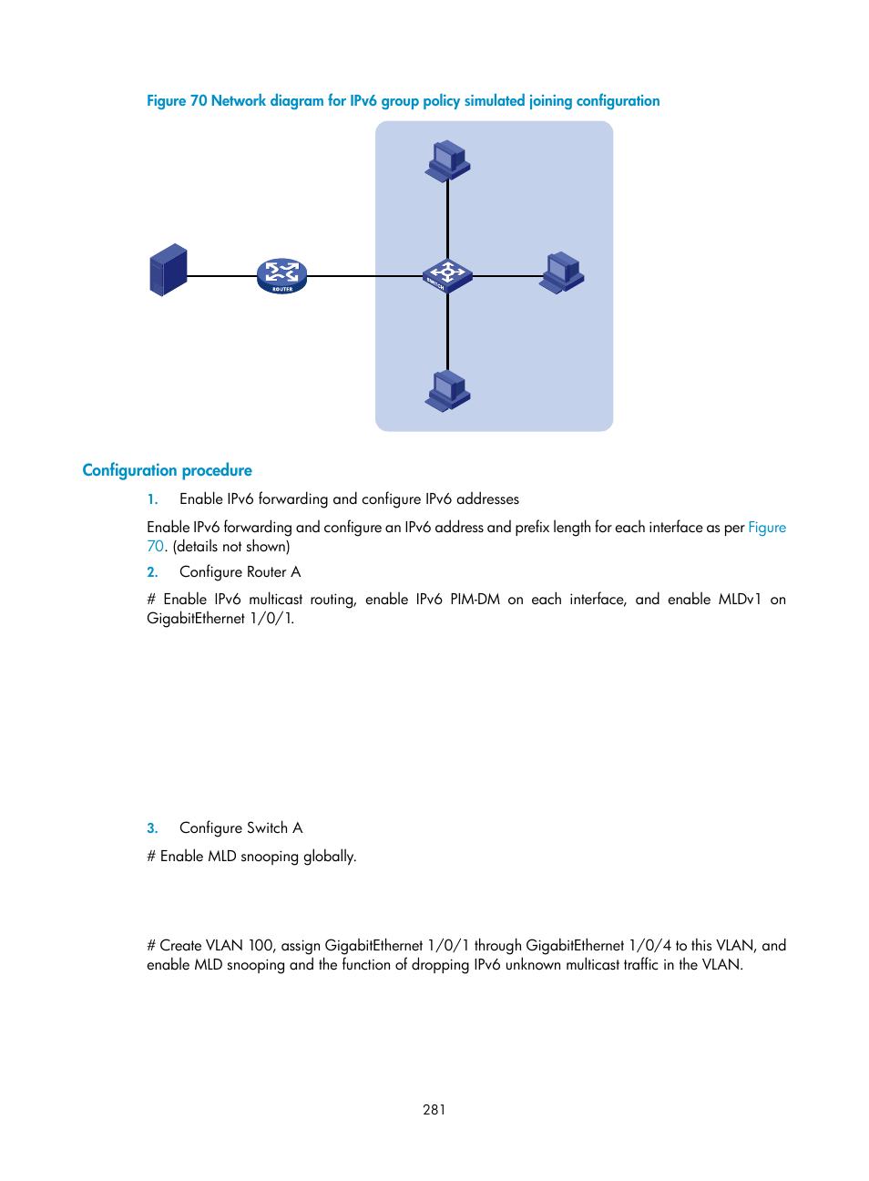 Configuration procedure | H3C Technologies H3C S10500 Series Switches User Manual | Page 296 / 467