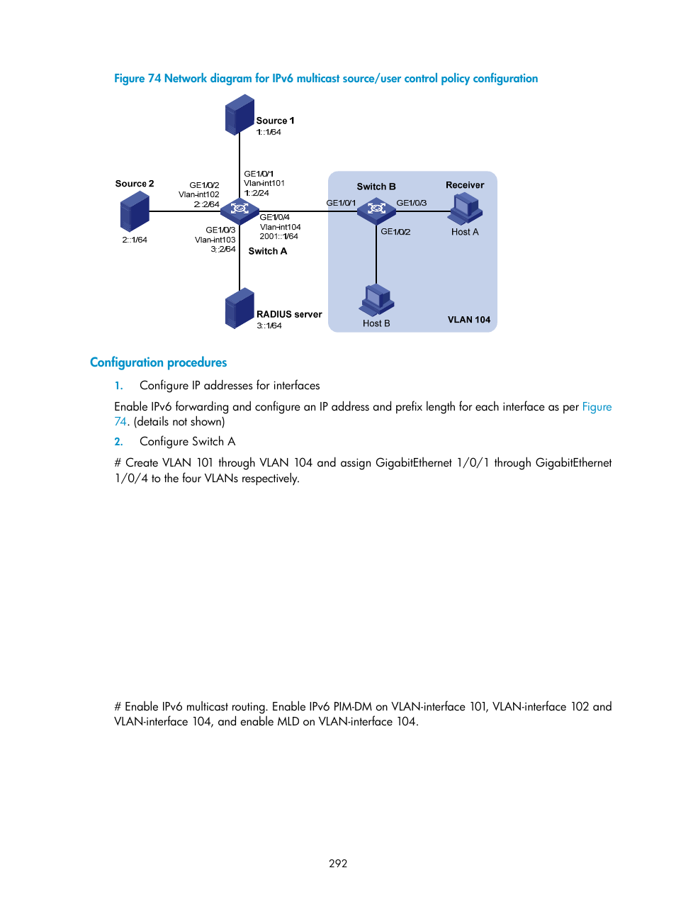 Configuration procedures | H3C Technologies H3C S10500 Series Switches User Manual | Page 307 / 467