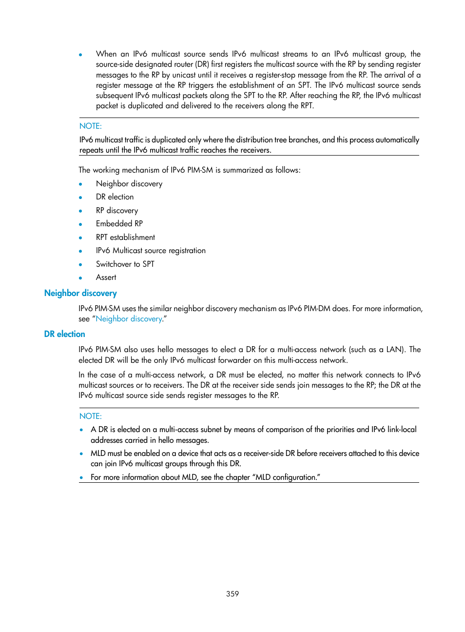Neighbor discovery, Dr election | H3C Technologies H3C S10500 Series Switches User Manual | Page 374 / 467