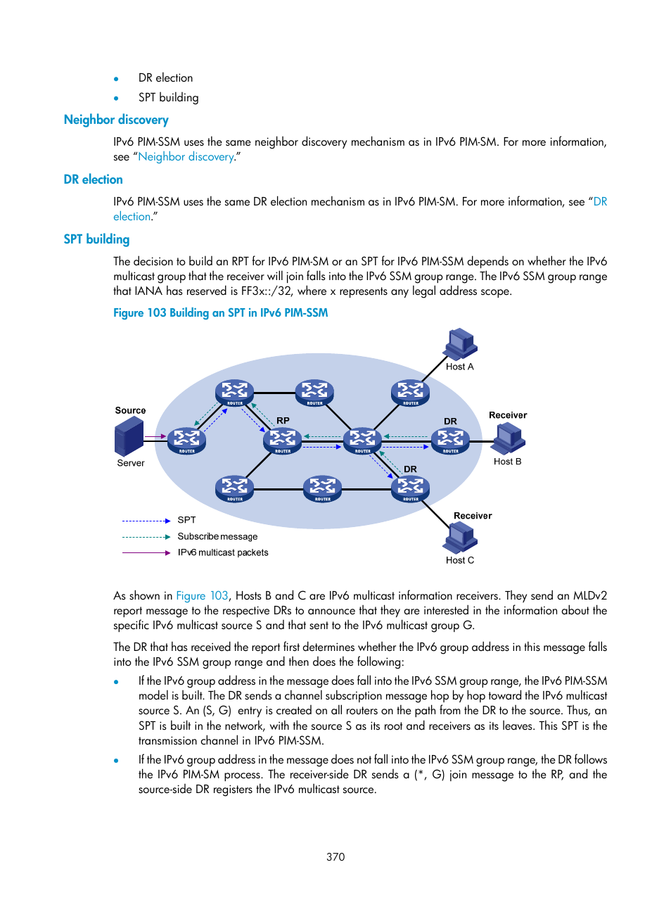 Neighbor discovery, Dr election, Spt building | H3C Technologies H3C S10500 Series Switches User Manual | Page 385 / 467