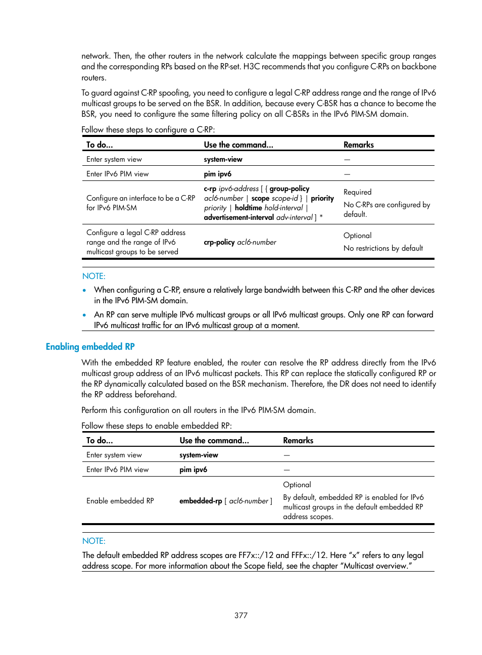 Enabling embedded rp | H3C Technologies H3C S10500 Series Switches User Manual | Page 392 / 467