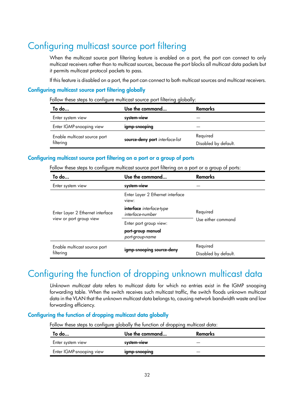 Configuring multicast source port filtering | H3C Technologies H3C S10500 Series Switches User Manual | Page 47 / 467