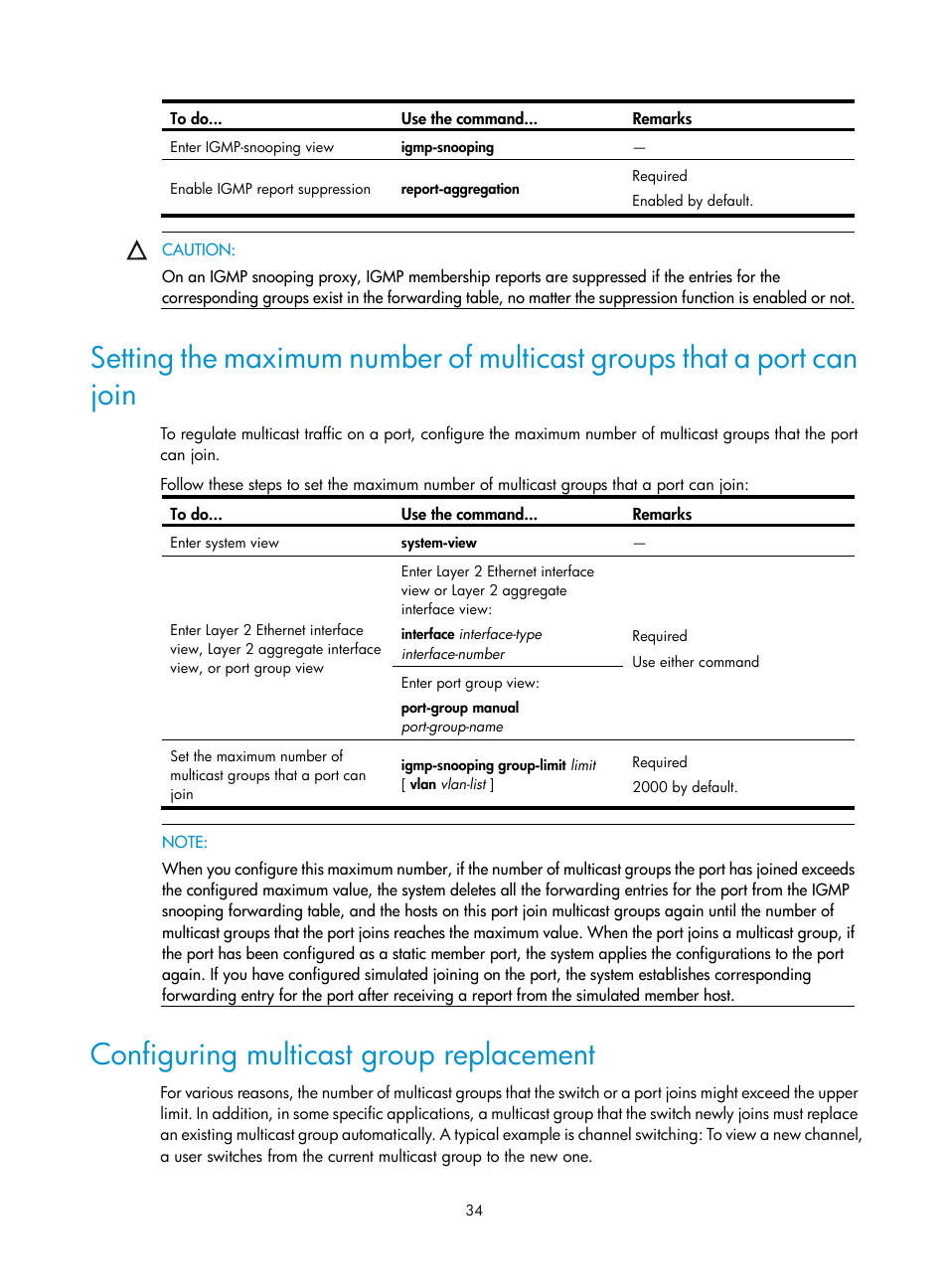 Configuring multicast group replacement | H3C Technologies H3C S10500 Series Switches User Manual | Page 49 / 467