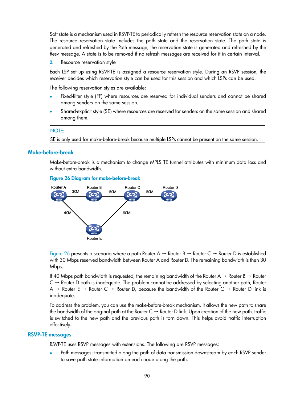 Make-before-break, Rsvp-te messages | H3C Technologies H3C S10500 Series Switches User Manual | Page 101 / 395