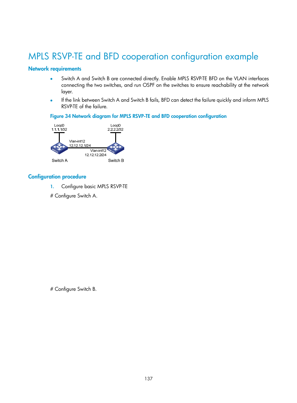 Network requirements, Configuration procedure | H3C Technologies H3C S10500 Series Switches User Manual | Page 148 / 395