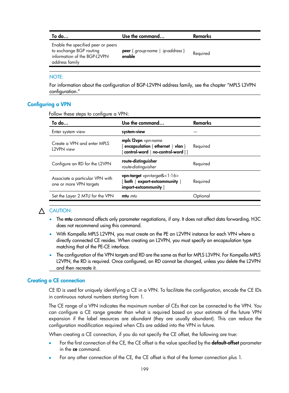 Configuring a vpn, Creating a ce connection | H3C Technologies H3C S10500 Series Switches User Manual | Page 210 / 395