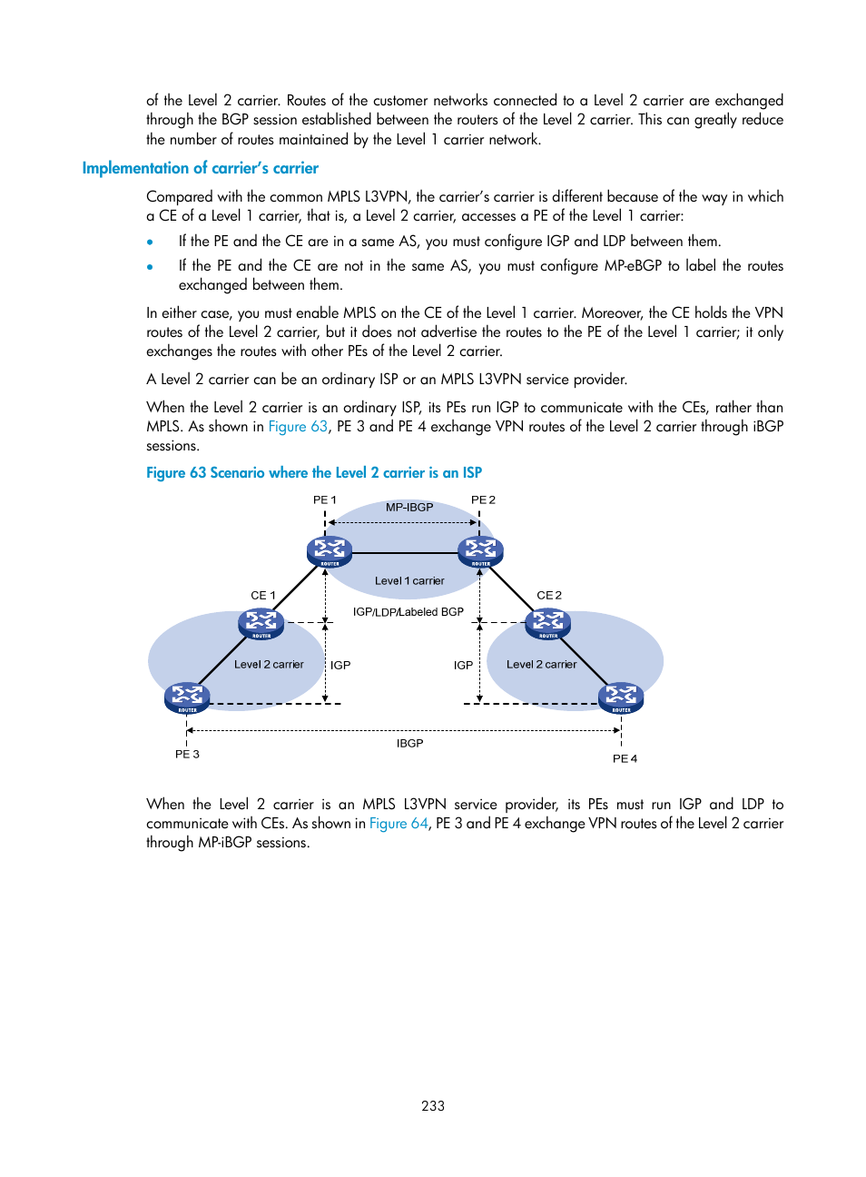 Implementation of carrier’s carrier | H3C Technologies H3C S10500 Series Switches User Manual | Page 244 / 395