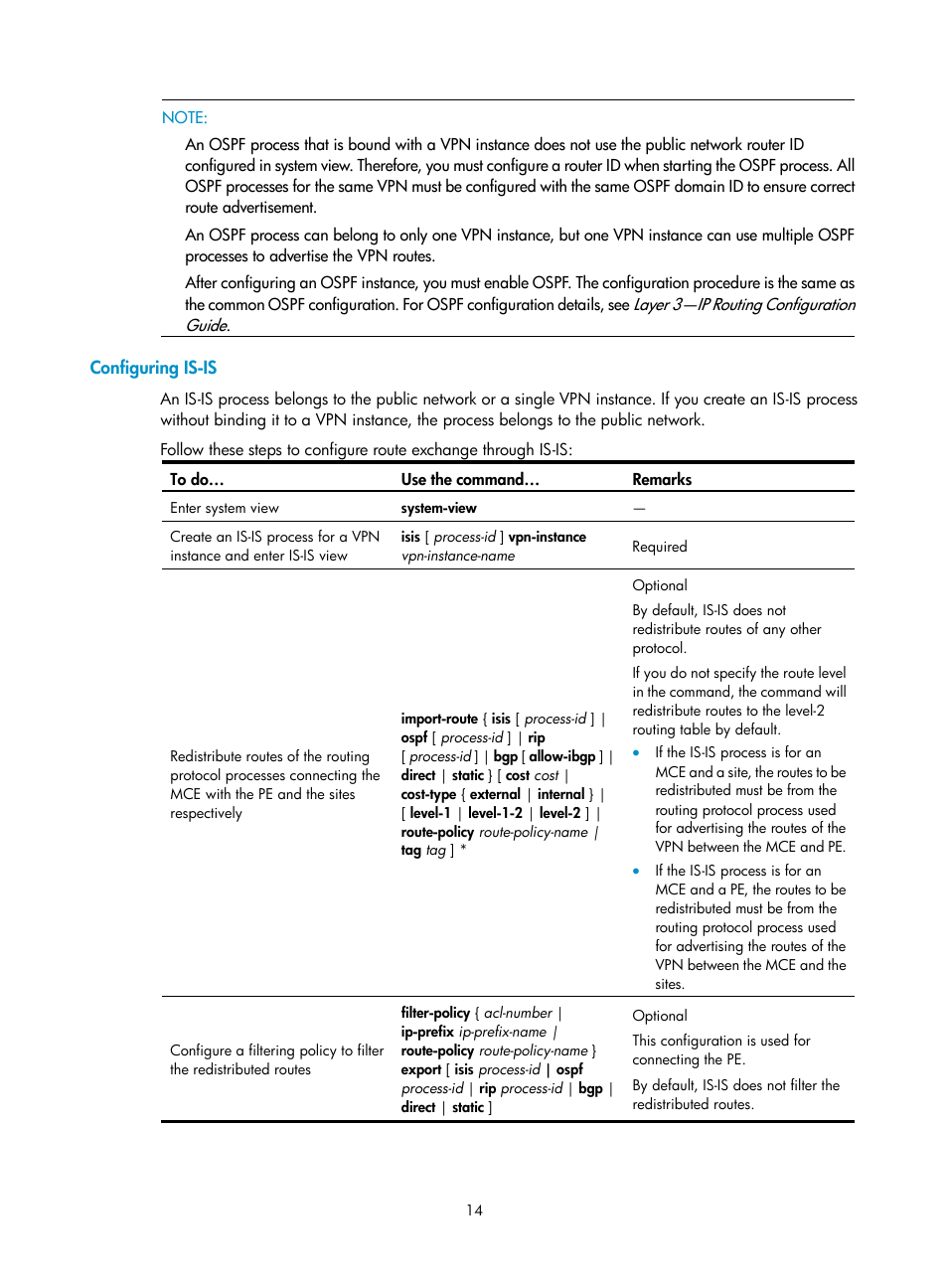Configuring is-is | H3C Technologies H3C S10500 Series Switches User Manual | Page 25 / 395