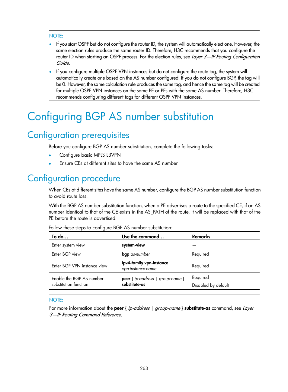 Configuring bgp as number substitution, Configuration prerequisites, Configuration procedure | H3C Technologies H3C S10500 Series Switches User Manual | Page 274 / 395