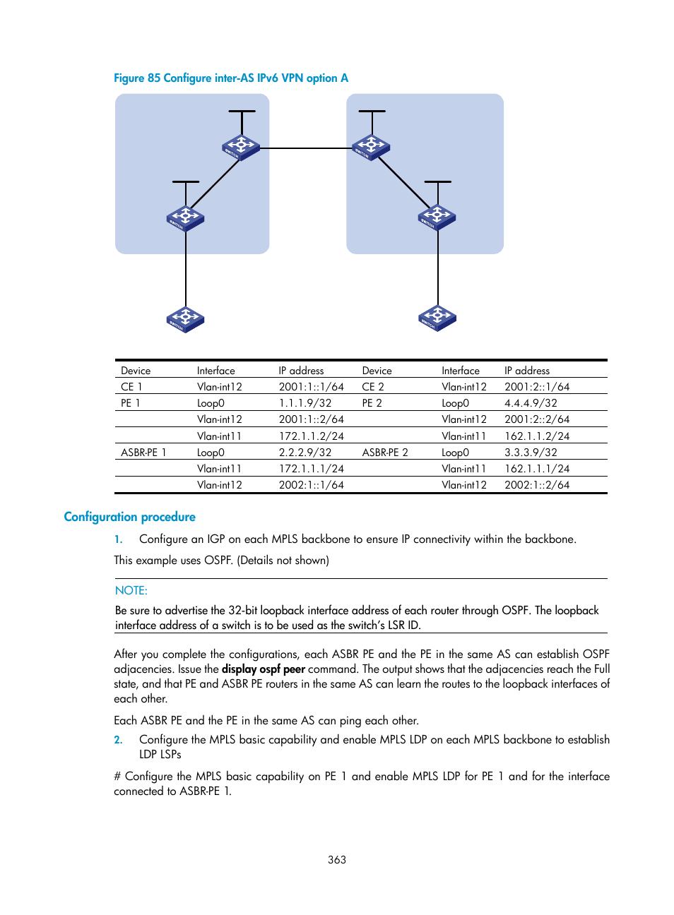 Configuration procedure | H3C Technologies H3C S10500 Series Switches User Manual | Page 374 / 395