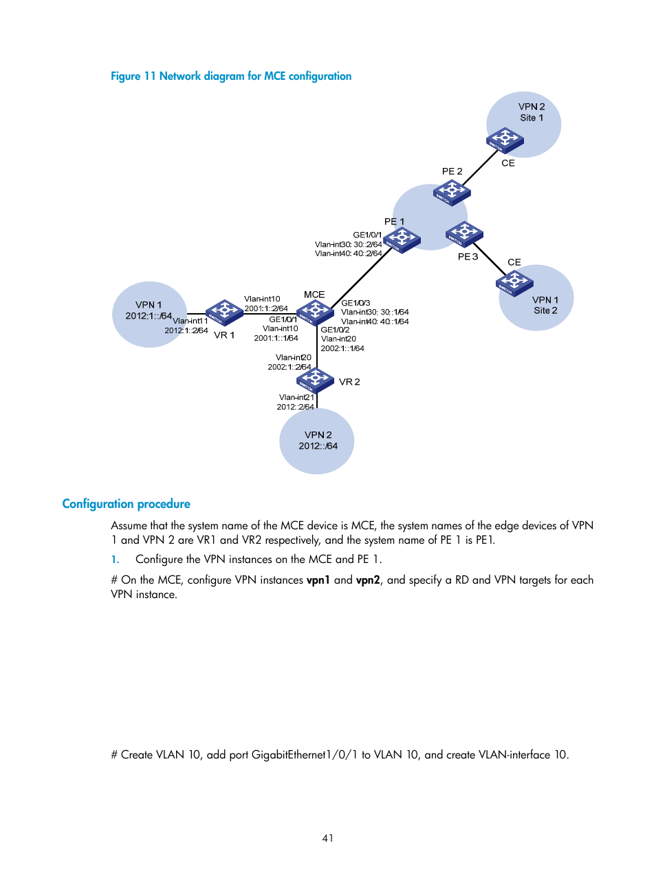Configuration procedure | H3C Technologies H3C S10500 Series Switches User Manual | Page 52 / 395
