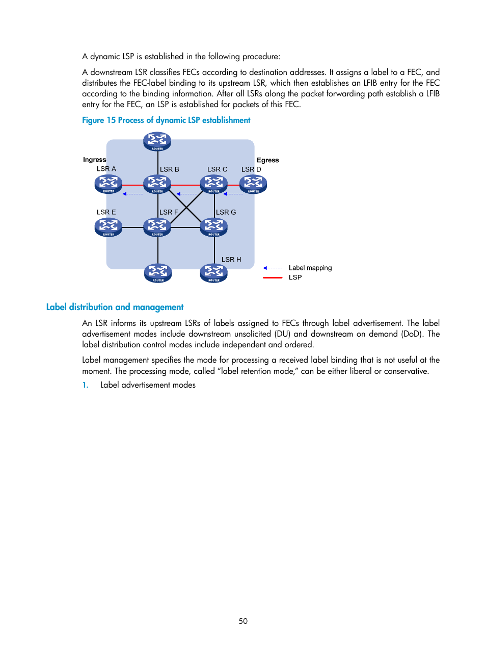 Label distribution and management | H3C Technologies H3C S10500 Series Switches User Manual | Page 61 / 395