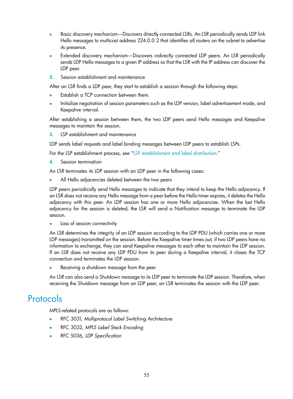 Protocols | H3C Technologies H3C S10500 Series Switches User Manual | Page 66 / 395