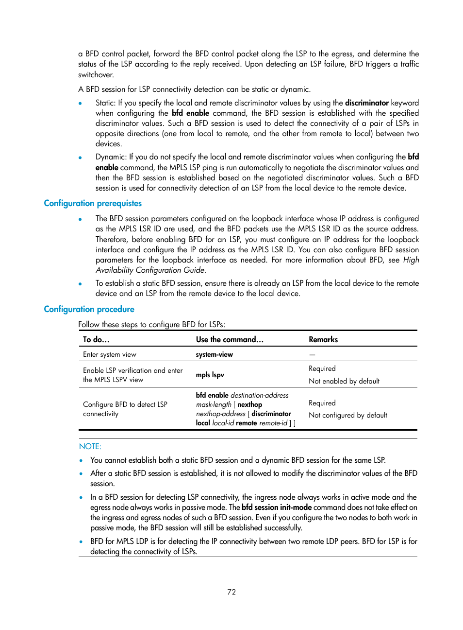 Configuration prerequistes, Configuration procedure | H3C Technologies H3C S10500 Series Switches User Manual | Page 83 / 395