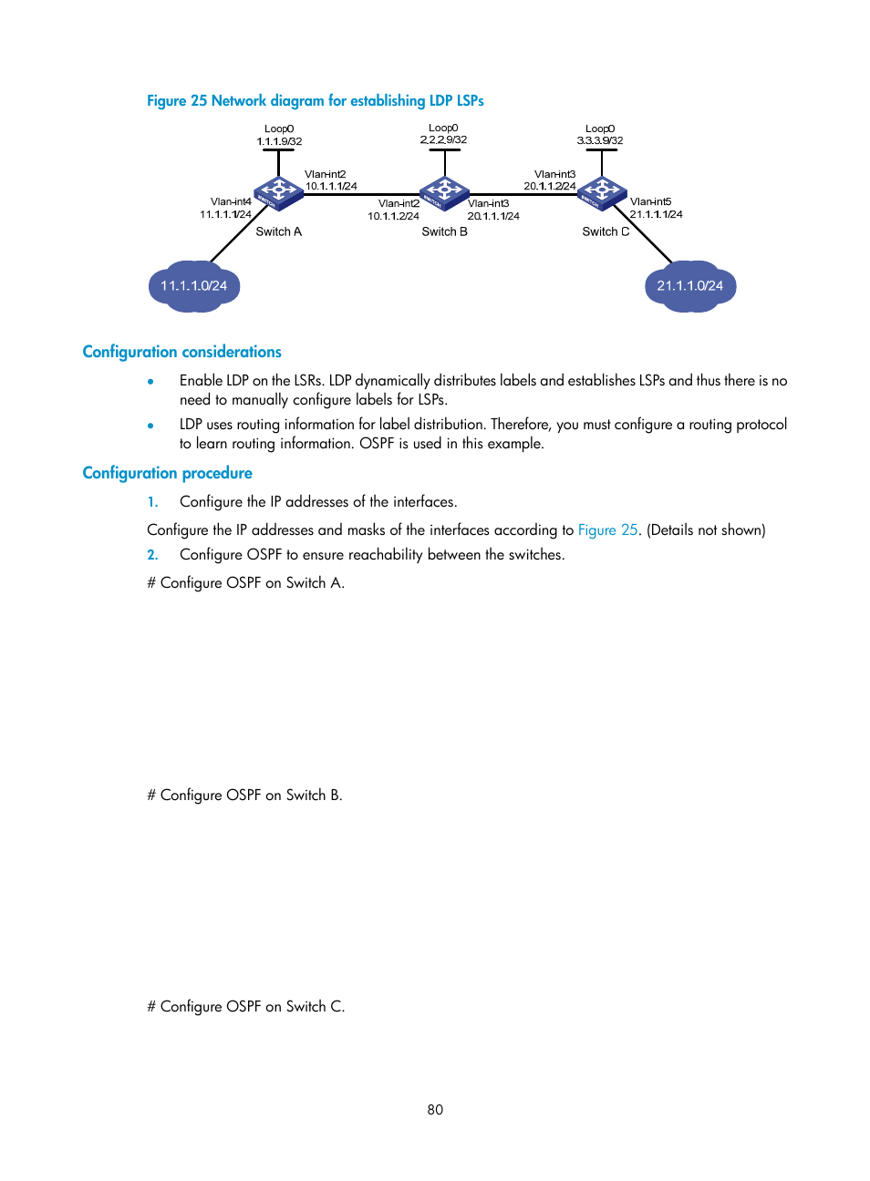 Configuration considerations, Configuration procedure | H3C Technologies H3C S10500 Series Switches User Manual | Page 91 / 395