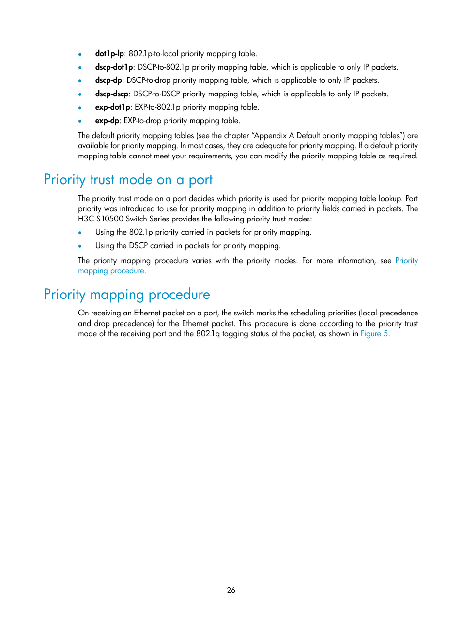 Priority trust mode on a port, Priority mapping procedure | H3C Technologies H3C S10500 Series Switches User Manual | Page 34 / 97