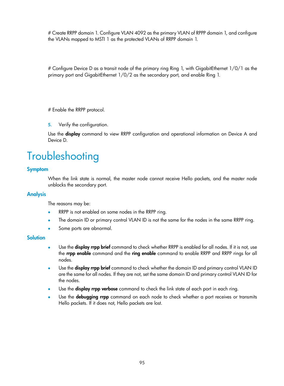 Troubleshooting, Symptom, Analysis | Solution | H3C Technologies H3C S10500 Series Switches User Manual | Page 104 / 206