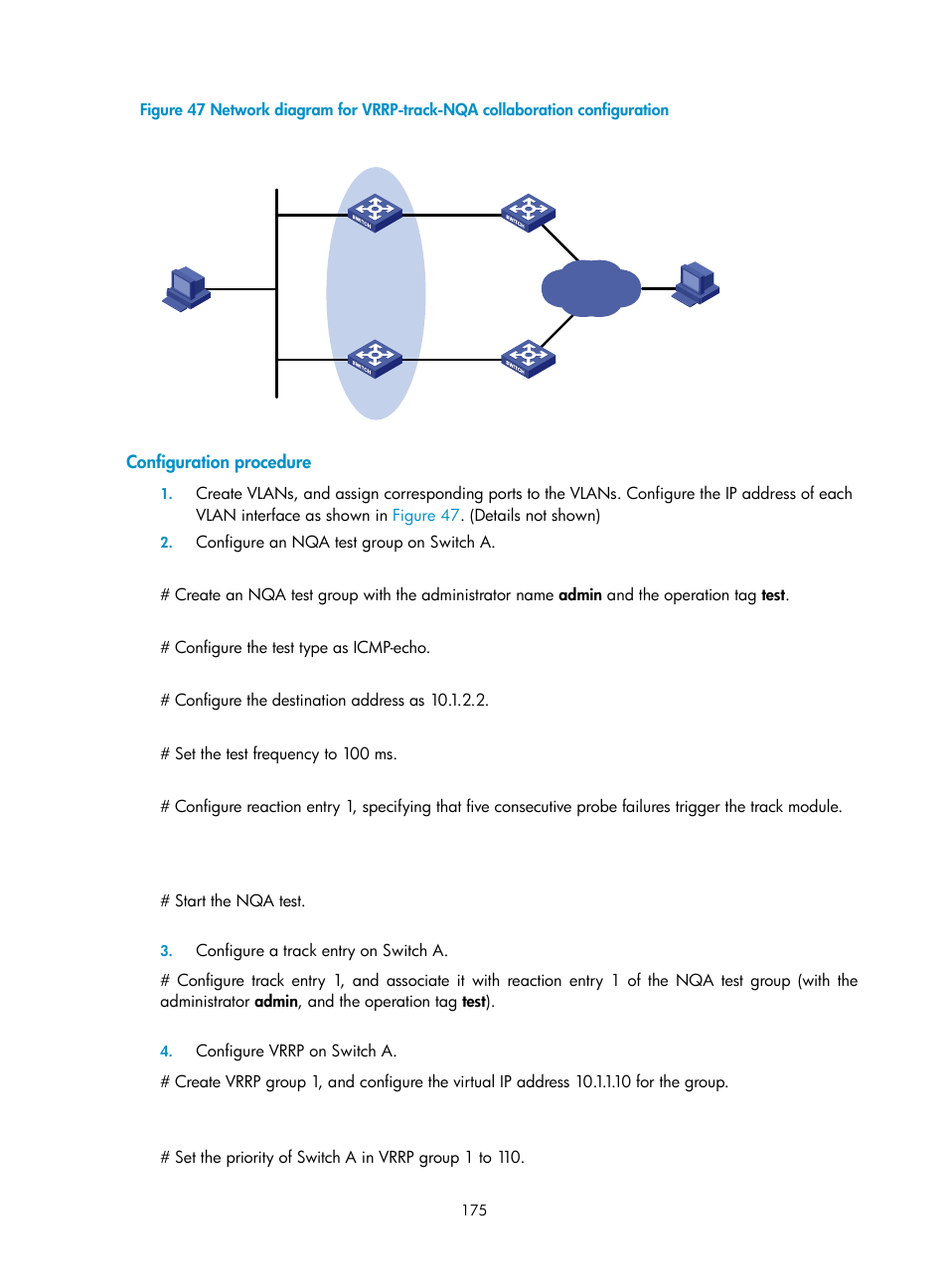 Configuration procedure | H3C Technologies H3C S10500 Series Switches User Manual | Page 184 / 206