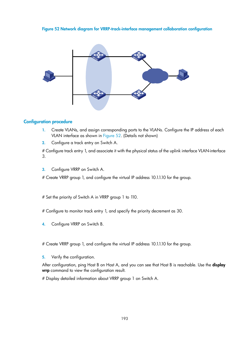 Configuration procedure | H3C Technologies H3C S10500 Series Switches User Manual | Page 202 / 206