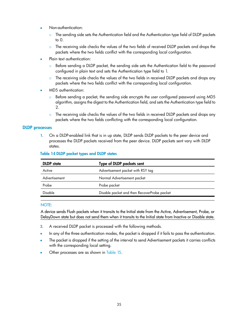 Dldp processes | H3C Technologies H3C S10500 Series Switches User Manual | Page 44 / 206