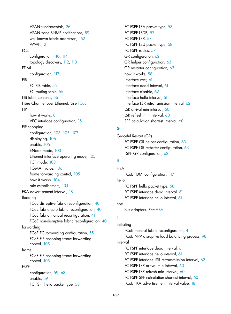 Fdmi, Fspf, Fip snooping | H3C Technologies H3C S10500 Series Switches User Manual | Page 180 / 188