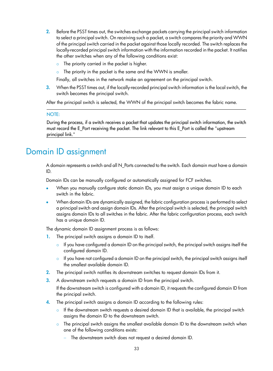 Domain id assignment | H3C Technologies H3C S10500 Series Switches User Manual | Page 44 / 188