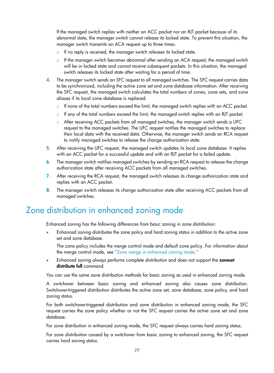 Zone distribution in enhanced zoning mode | H3C Technologies H3C S10500 Series Switches User Manual | Page 88 / 188